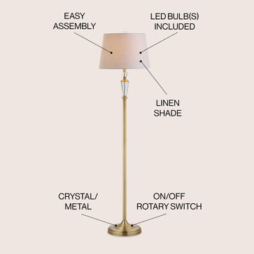Harper 61" Crystal / Metal LED Floor Lamp - JONATHAN Y